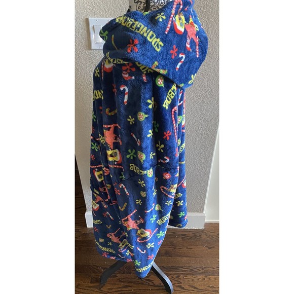 SpongeBob Squarepants Blanket Hoodie Pullover Robe Hooded One Size Patrick Xmas - Picture 5 of 9